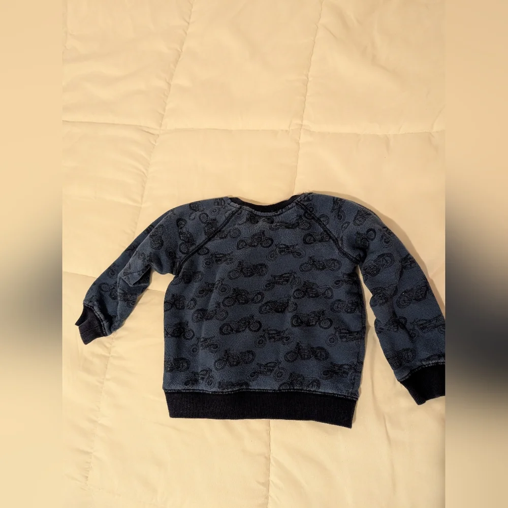 Gymboree Navy Motorcycle Graphic Sweatshirt Size 3t Soft Cotton